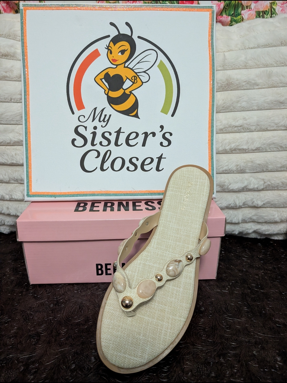 Berness Beige Jeweled Women's Sandals